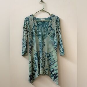 Live and Let Live green and teal Tunic